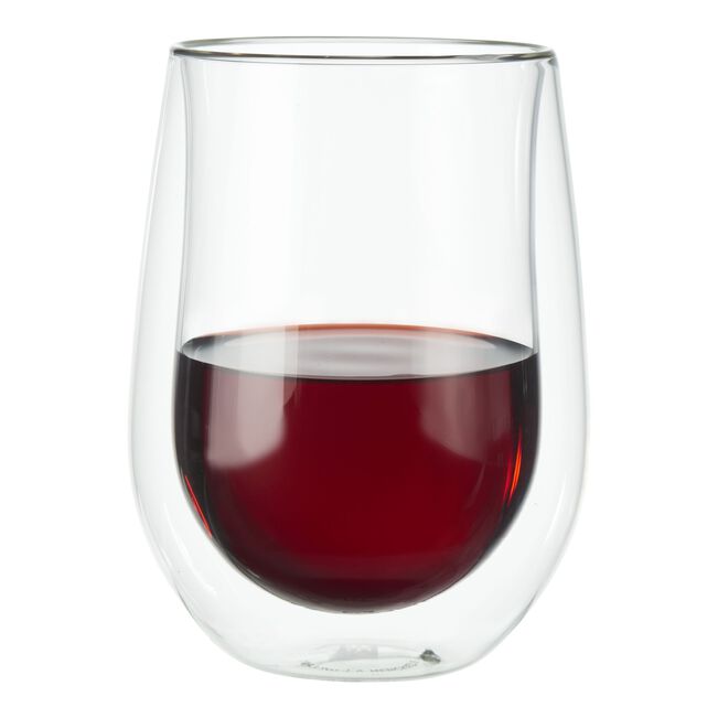 2 piece stemless red wine glass set