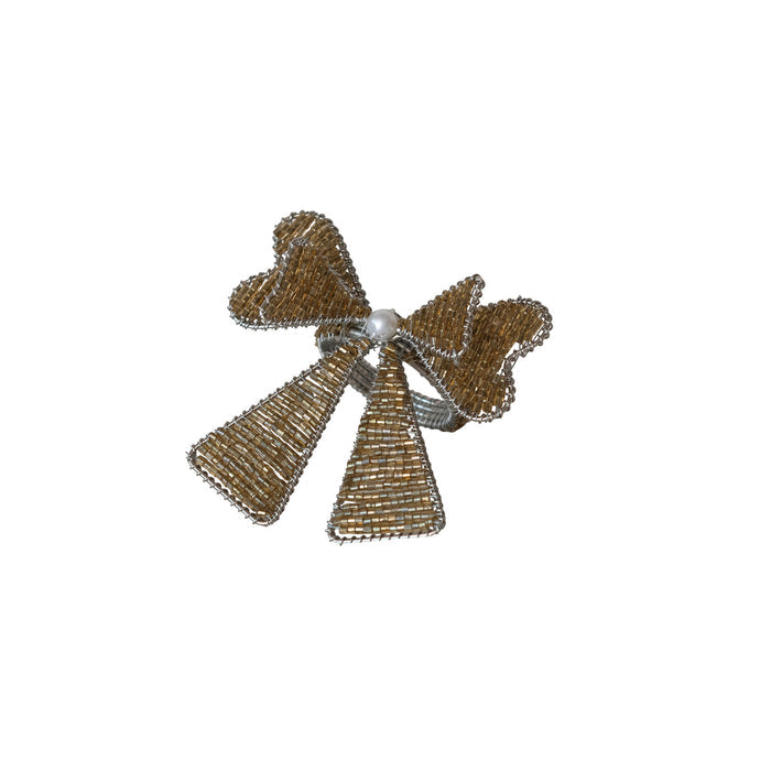 Beaded Bow Shaped Napkin Rings set of 4