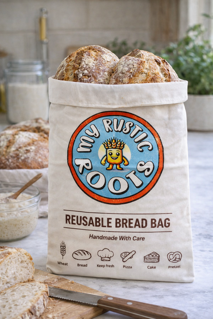 Beeswax Lined Fold Down Reusable Bread Bag