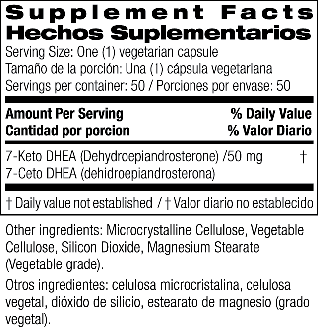 Bio Nutrition 7 Keto Dhea 50 Mg - 50 Vegetarian Capsules - Vita-Shoppe.com