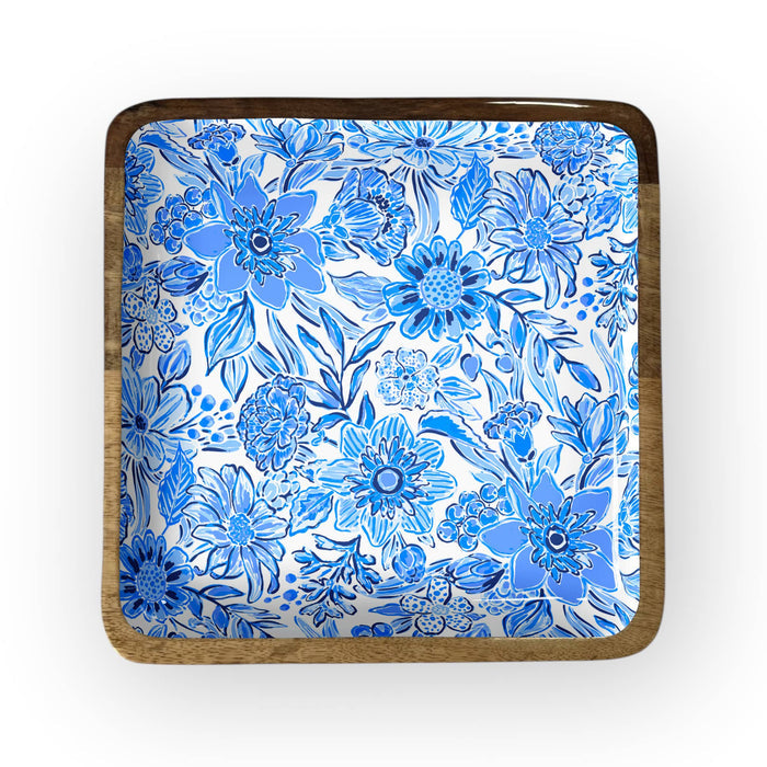 Blue Floral Square Trays