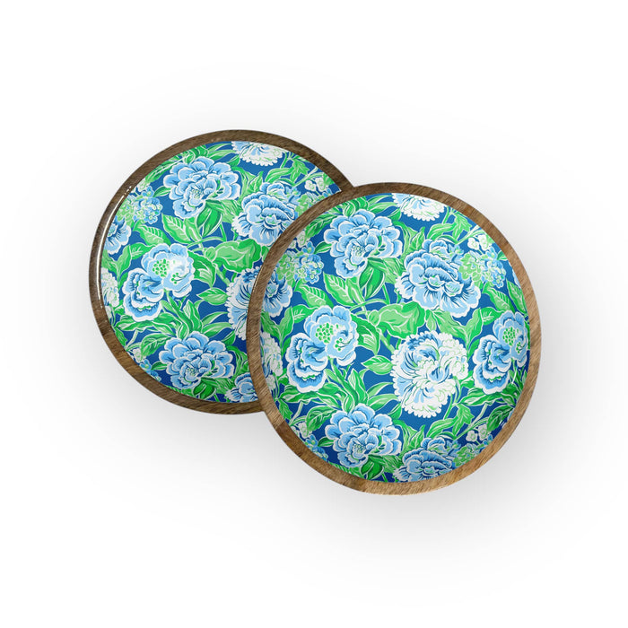 Blue & Green Floral Trays