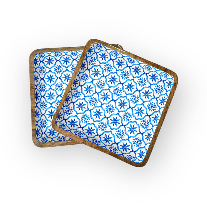 Blue Tile Square Trays 10"