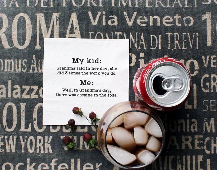 Cocaine in the Soda Pack of 20 Cocktail Napkins