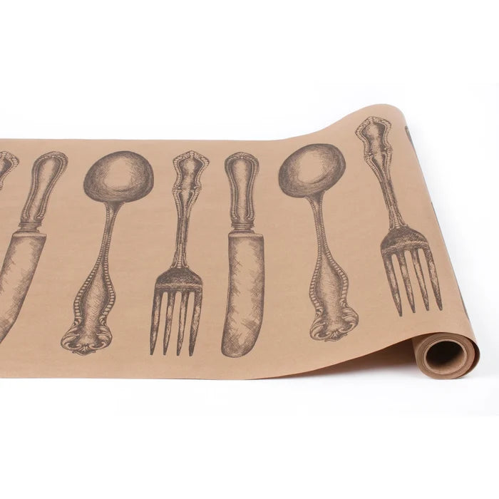 Cutlery on Kraft Table Runner - 30" x 25'