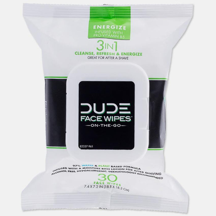 Dude Wipes - Face Wipes - Fragrance Free - 30 Ct. - Energize - Vita-Shoppe.com
