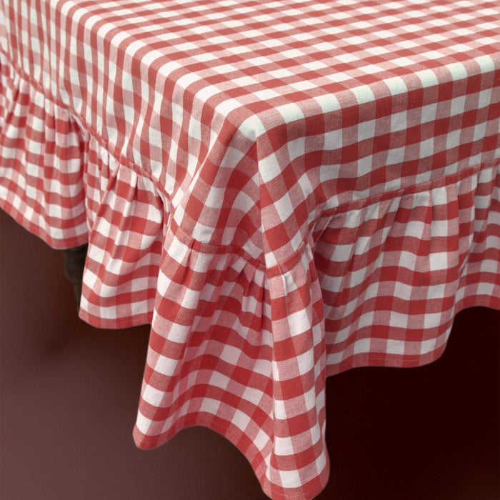 Galley and Fen - Ember Ruffled Gingham Tablecloth