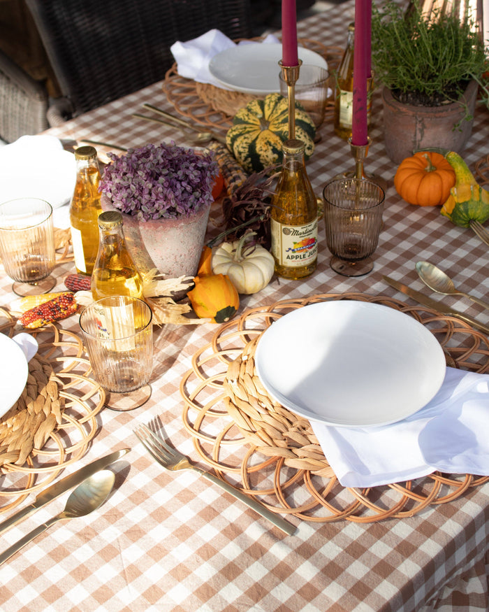 Galley and Fen - Hazelnut Ruffled Gingham Tablecloth