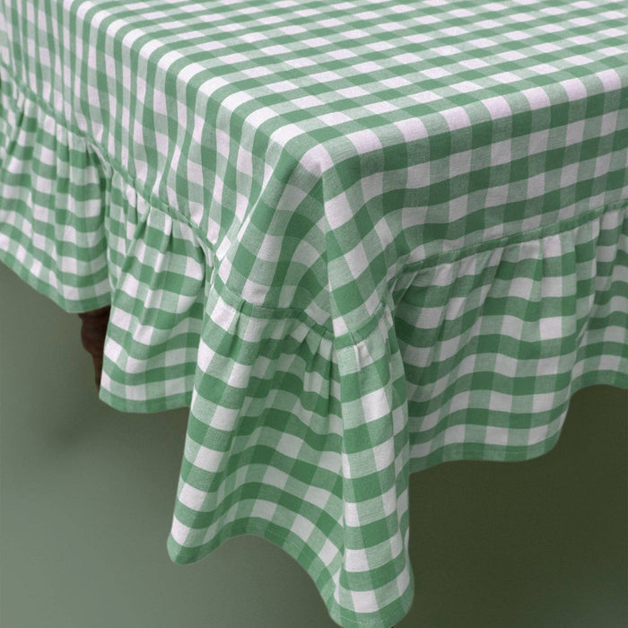 Galley and Fen - Moss Ruffled Gingham Tablecloth