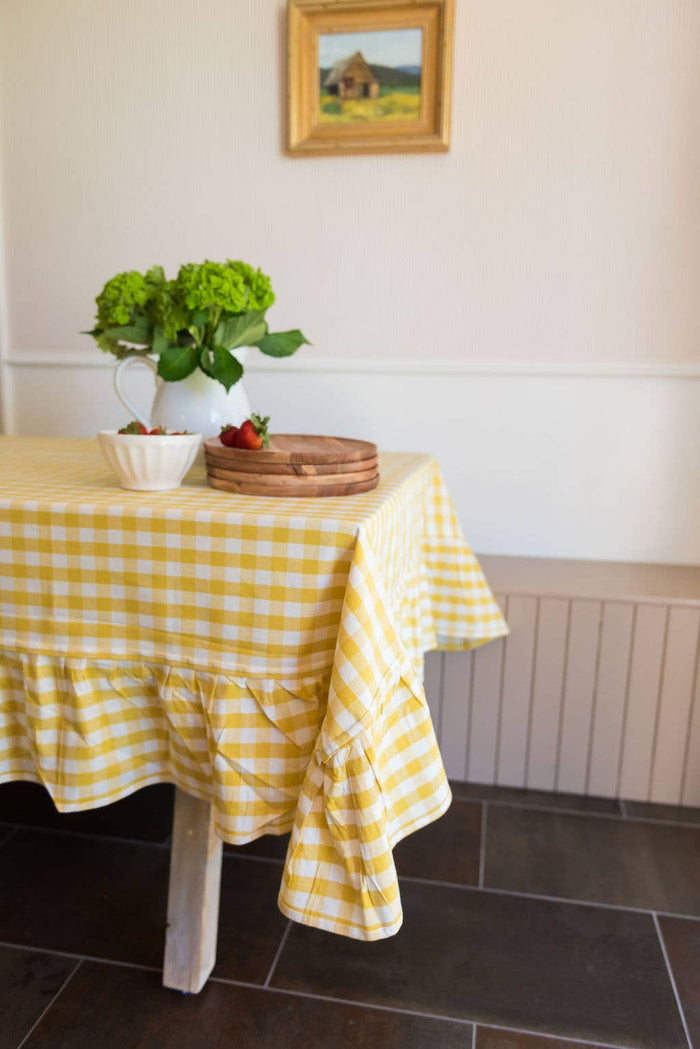 Galley and Fen - Yellow Ruffled Gingham Tablecloth