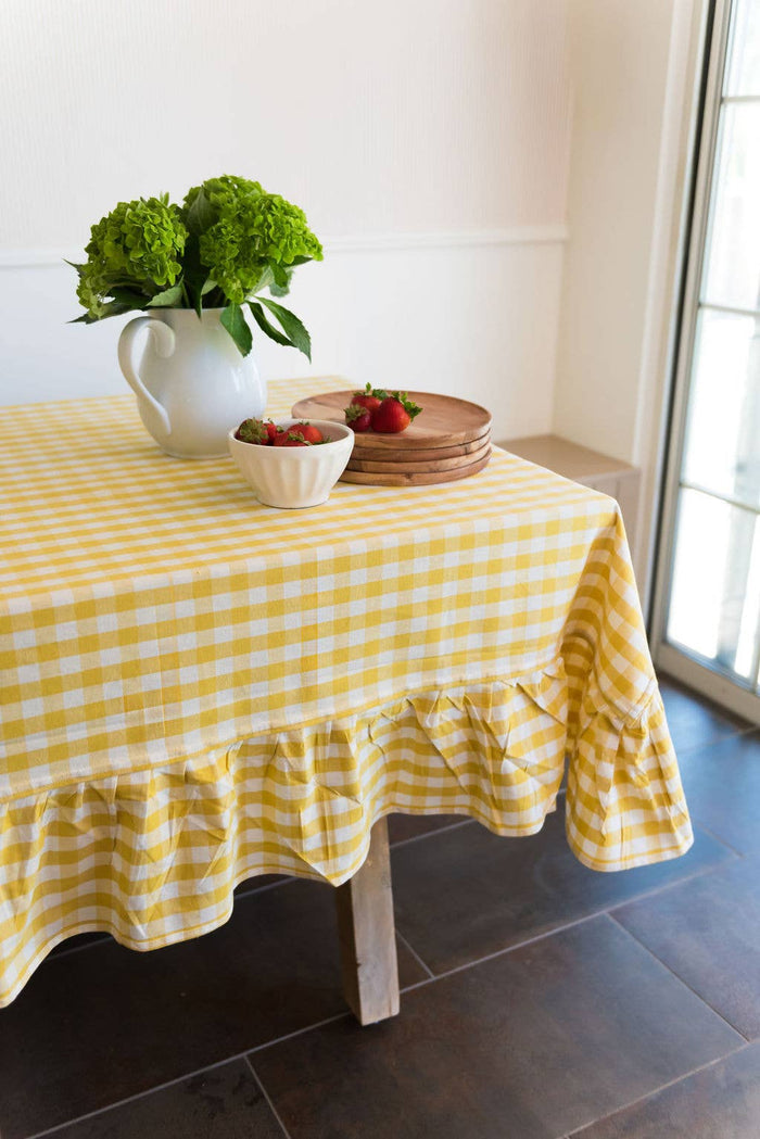 Galley and Fen - Yellow Ruffled Gingham Tablecloth