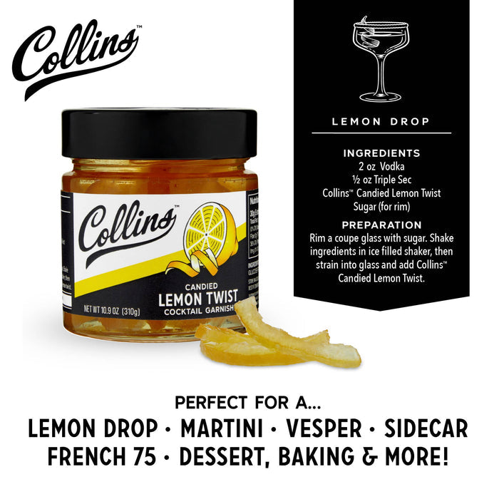Italian Candied Lemon Peel Twist Cocktail Garnish 10.9 oz