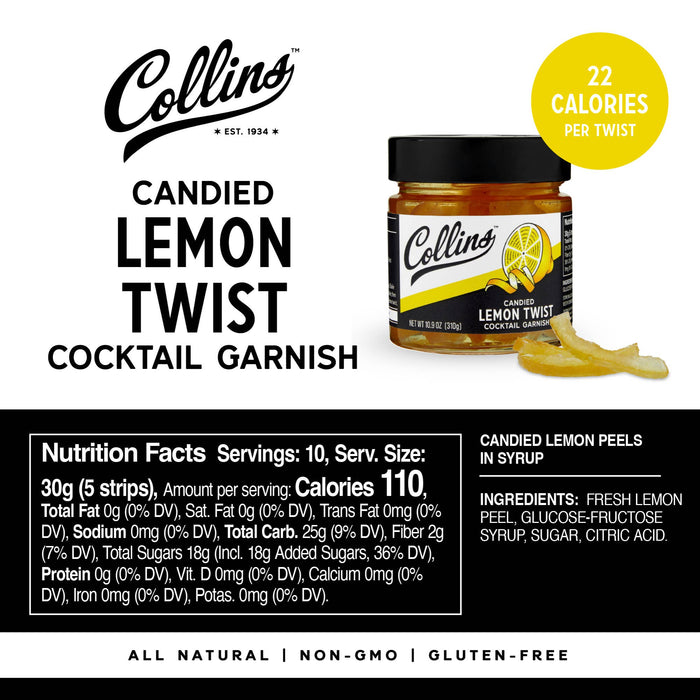 Italian Candied Lemon Peel Twist Cocktail Garnish 10.9 oz