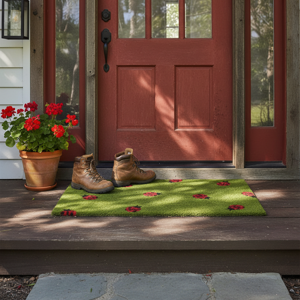Ladybug Coir Mat Green Multi Summer