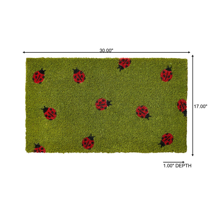 Ladybug Coir Mat Green Multi Summer