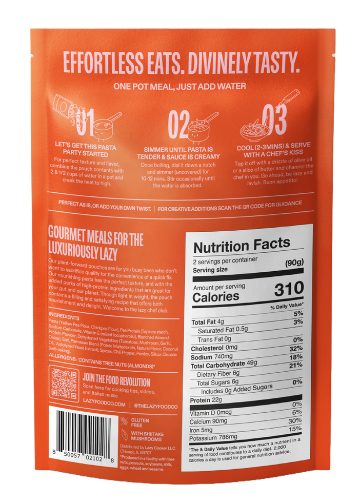 Lazy Food Co - 44g Protein Pasta Dinner | Sausage & Mushroom