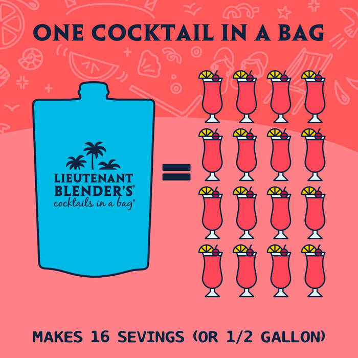 Lieutenant Blender's Cocktail Mixes - Hurricane in a Bag® Cocktail / Mocktail Slushie Mixer