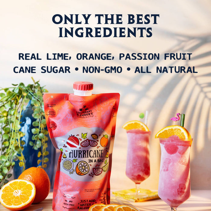 Lieutenant Blender's Cocktail Mixes - Hurricane in a Bag® Cocktail / Mocktail Slushie Mixer