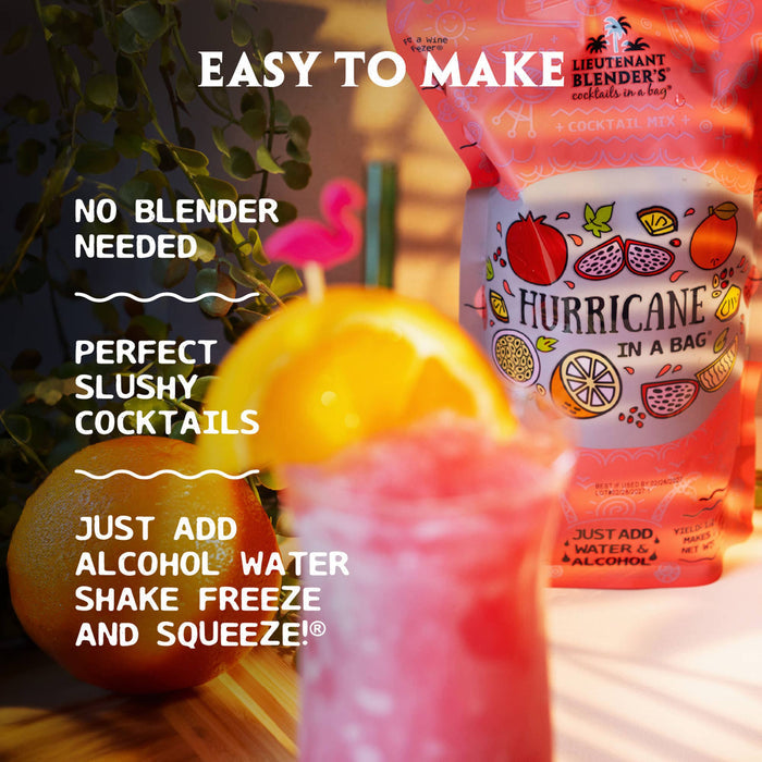 Lieutenant Blender's Cocktail Mixes - Hurricane in a Bag® Cocktail / Mocktail Slushie Mixer