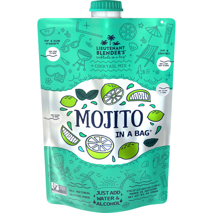 Lieutenant Blender's Cocktail Mixes - Mojito in a Bag® Cocktail / Mocktail Slushie Mixer
