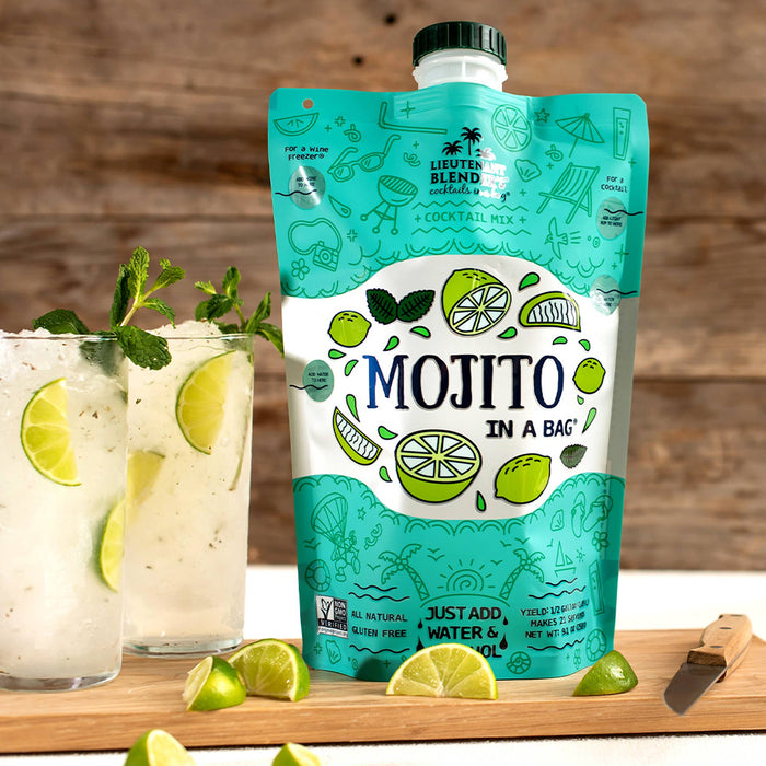 Lieutenant Blender's Cocktail Mixes - Mojito in a Bag® Cocktail / Mocktail Slushie Mixer