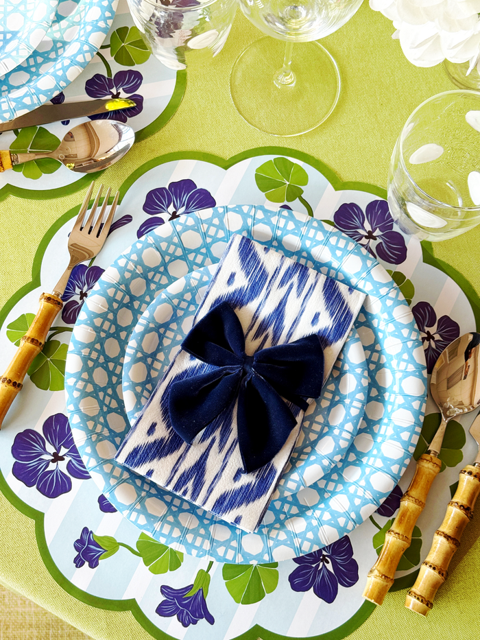 Lucy Grymes Designs - Blue Cane Heavy-Duty Paper Plates (7" and 10") | Set of 8