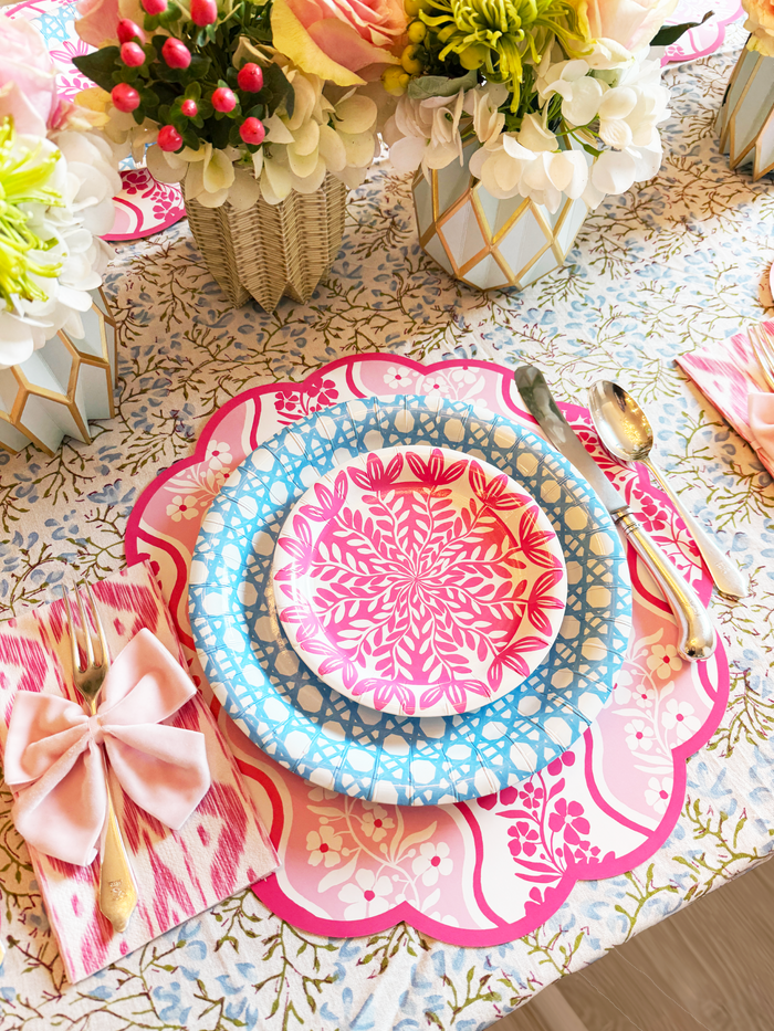Lucy Grymes Designs - Blue Cane Heavy-Duty Paper Plates (7" and 10") | Set of 8
