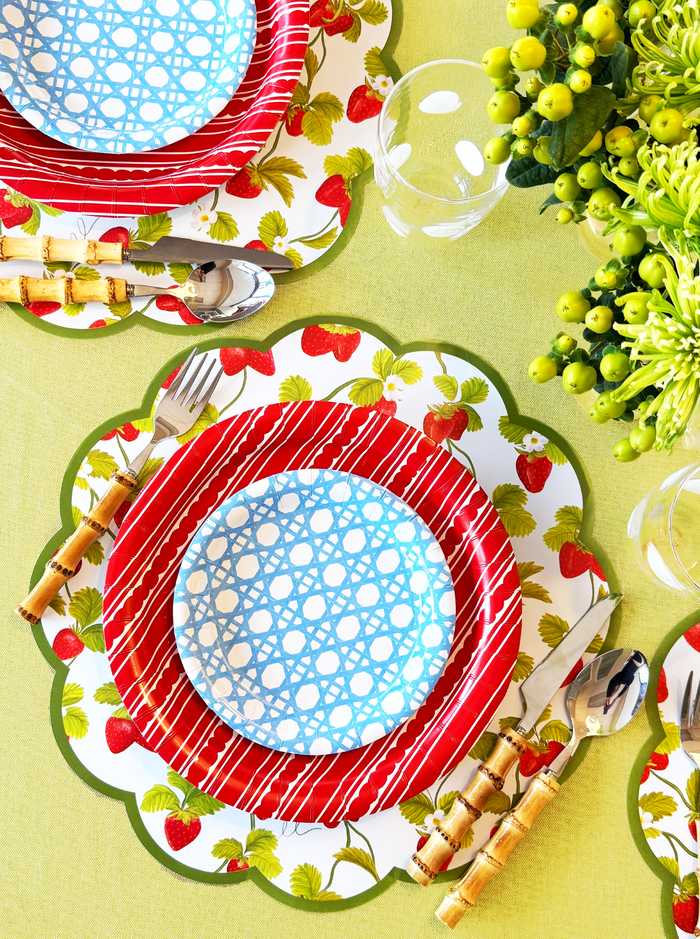 Lucy Grymes Designs - Blue Cane Heavy-Duty Paper Plates (7" and 10") | Set of 8