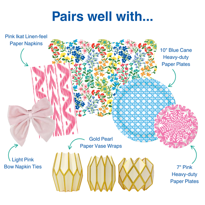 Lucy Grymes Designs - Blue Cane Heavy-Duty Paper Plates (7" and 10") | Set of 8