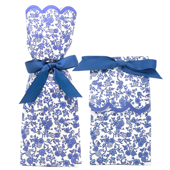 Lucy Grymes Designs - Blue Chinoiserie Wine + Gift Bag Kit | Set of 6