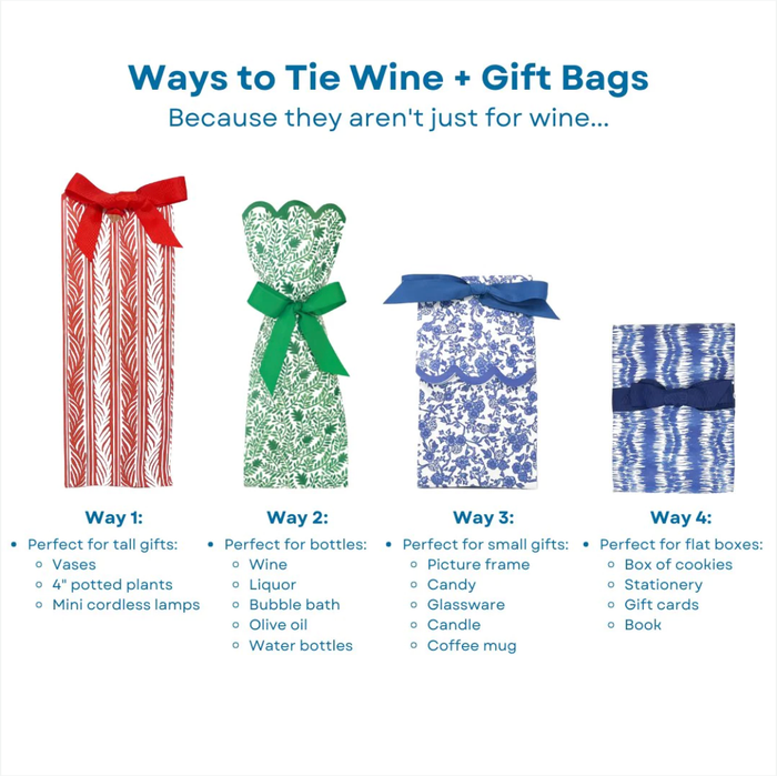 Lucy Grymes Designs - Blue Chinoiserie Wine + Gift Bag Kit | Set of 6