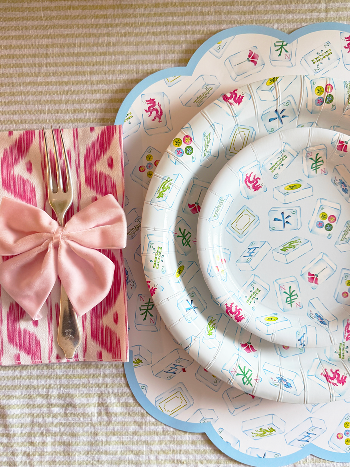 Lucy Grymes Designs - Mahjong Heavy-duty Paper Plates (7" and 10") | Set of 8