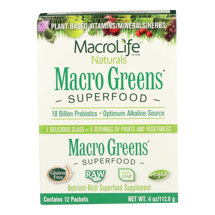 Macrolife Naturals Macro Greens Original - 12 Packets - 4 Oz - Vita-Shoppe.com