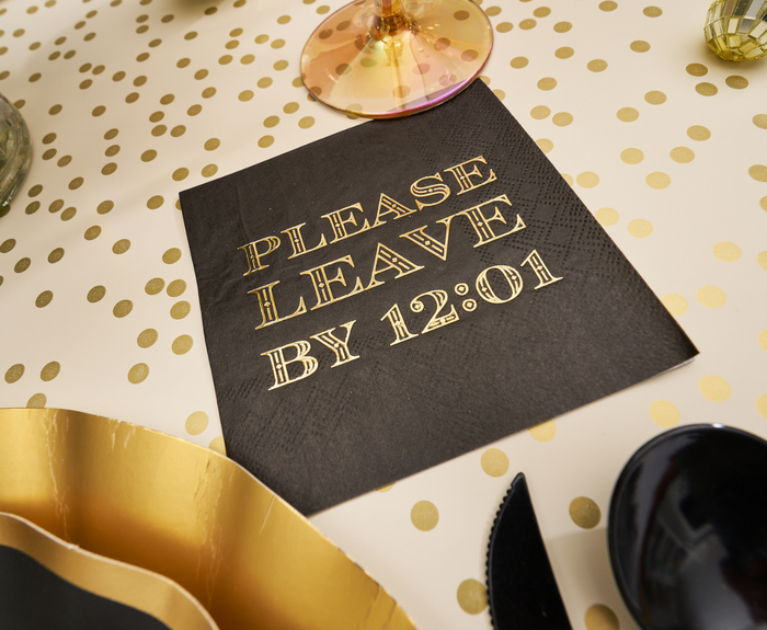 Midnight Sparkle Please Leave By 12:01 Cocktail Napkins