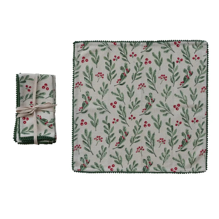 Mistletoe Cotton Slub Printed Napkins Set of 4