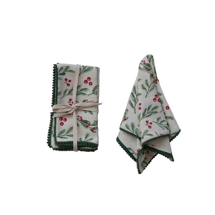 Mistletoe Cotton Slub Printed Napkins Set of 4
