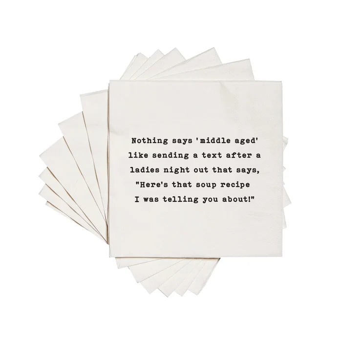 Nothing Says Middle Aged like a Soup Recipe Cocktail Napkins