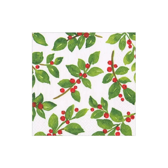 Painted Holly White Napkins