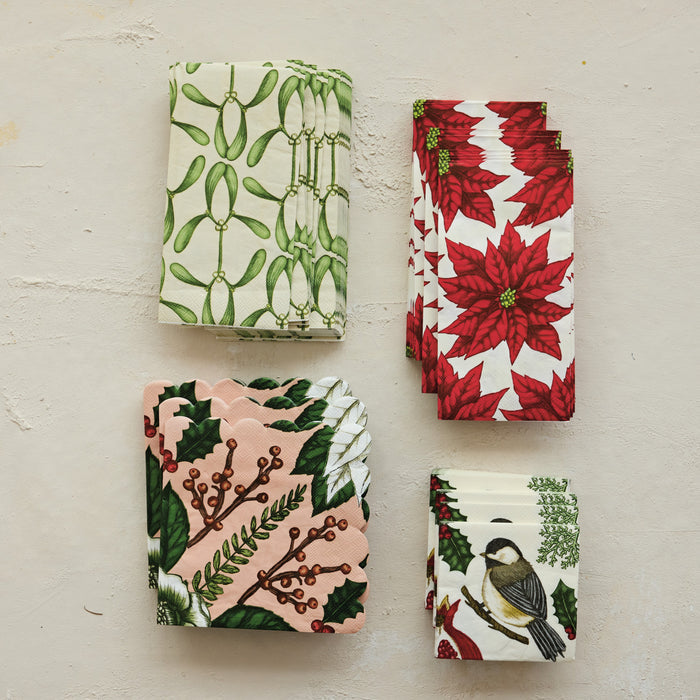 Poinsettia Guest Towel Napkins - 20 Pc