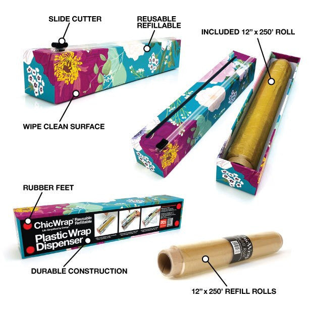 Spring Flowers Plastic Wrap Dispenser