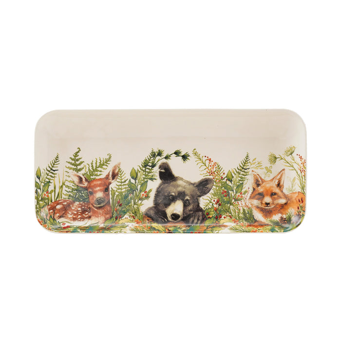 Stoneware Platter with Woodland Animals