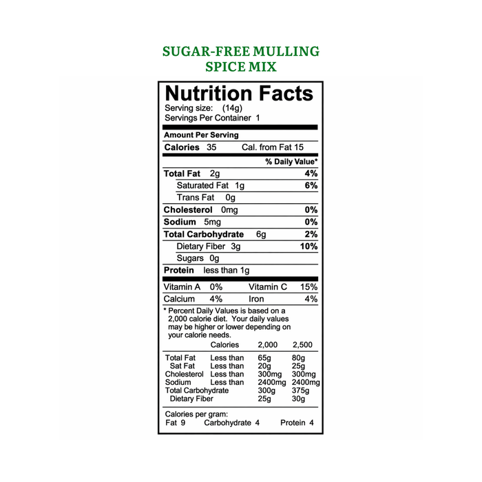Sugar-Free Mulling Spice Blend - 1 Gallon - .5 oz Kraft Box