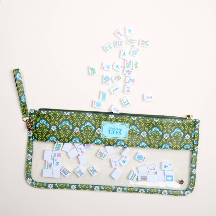 The Darling Effect - Mahjong Tile Keeper Pouch–Everbloom Forest Green