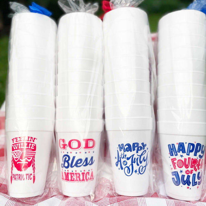 Two Funny Girls - July 4th/Patriotic -  Happy 4th July  Foam Cup (10 Pack)