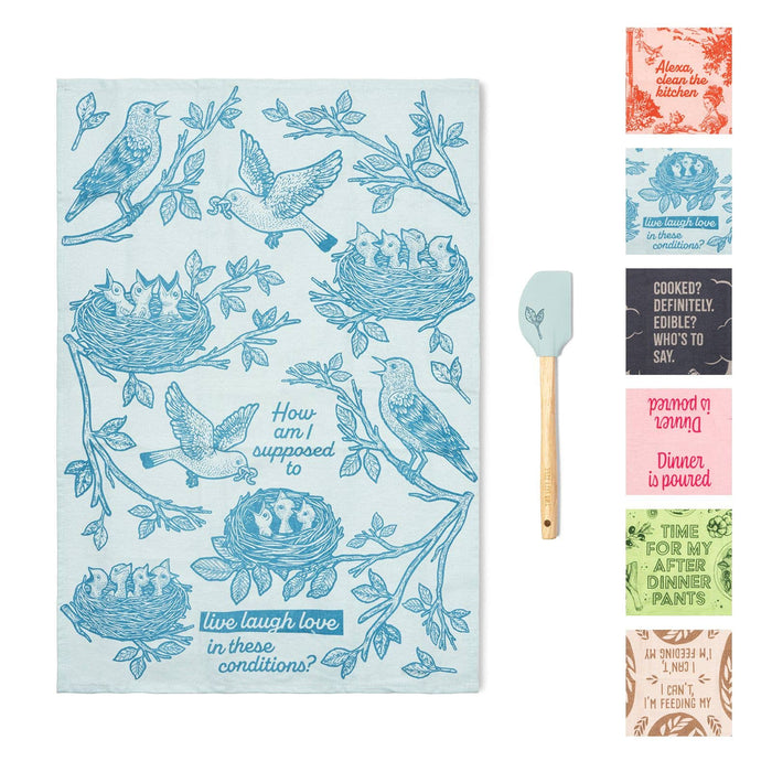 Two Left Feet The Reluctant Chef Tea Towel & Spatula Set Ast