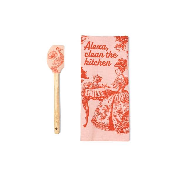 Two Left Feet The Reluctant Chef Tea Towel & Spatula Set Ast