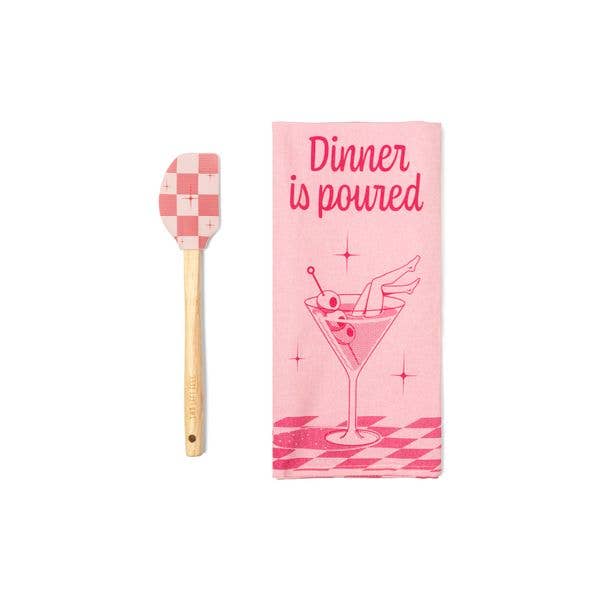 Two Left Feet The Reluctant Chef Tea Towel & Spatula Set Ast