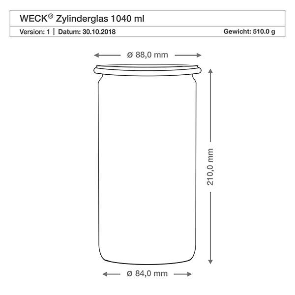 WECK® Cylindrical Glass Jar 1040ml