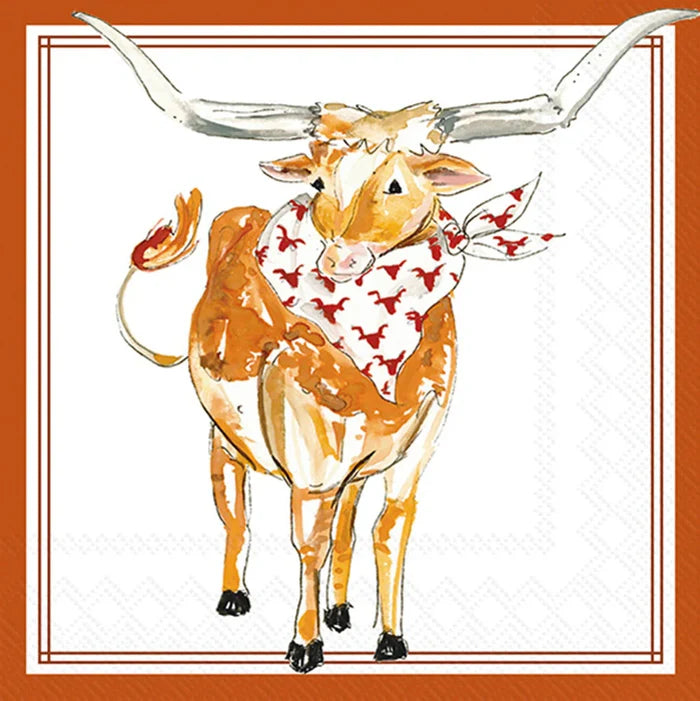 White Longhorn Cocktail Napkins