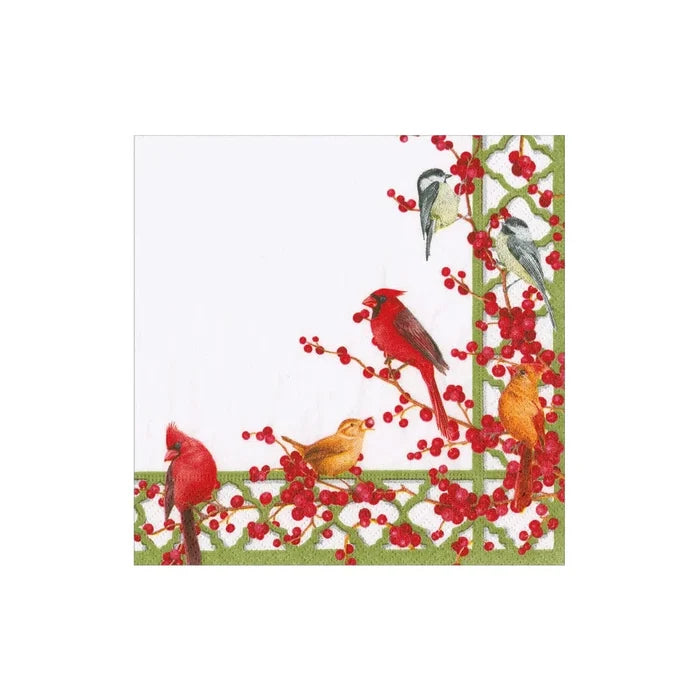 Winter Birds and Berries Cocktail Napkins